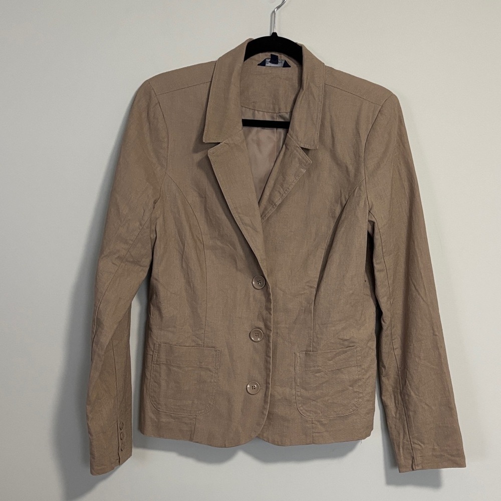 Reitmans Linen Blend Blazer Size 9 Colour Tan - Picture 2 of 13